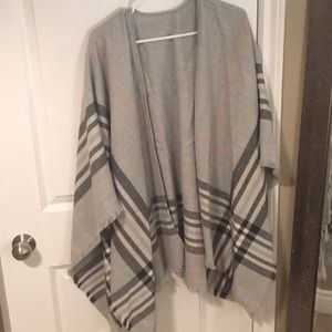 Plaid shawl sweater